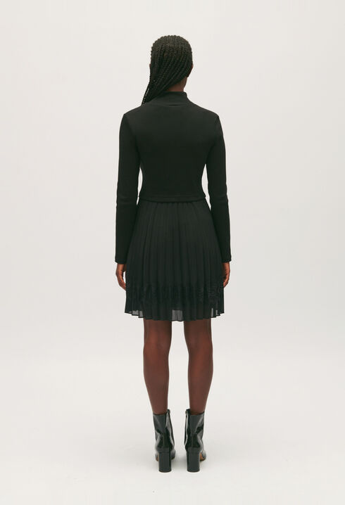 Kurzes plissiertes Kleid Twist schwarz 