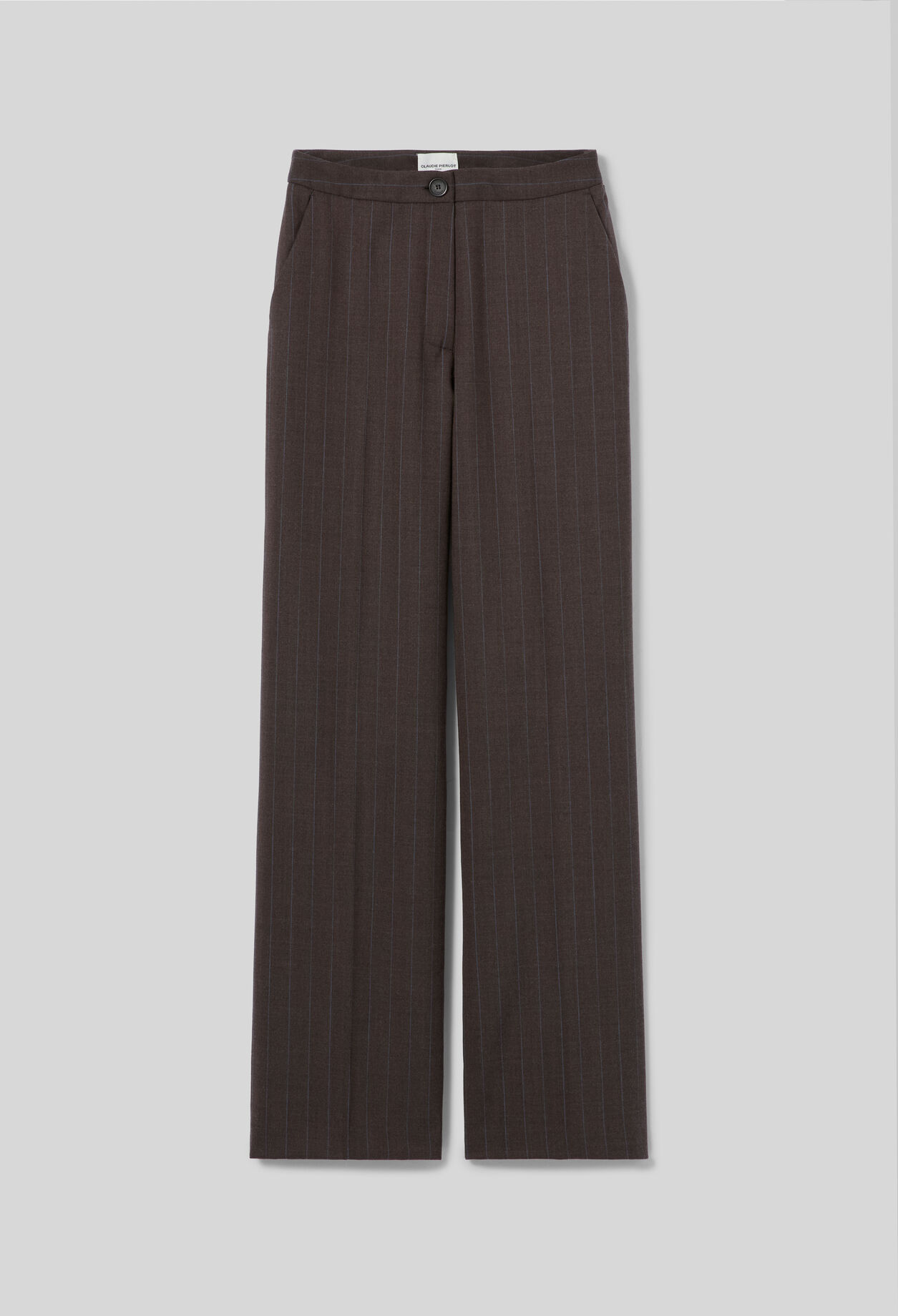 Gerade gestreifte Wollmix-Hose