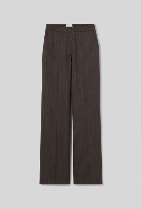 Gerade gestreifte Wollmix-Hose
