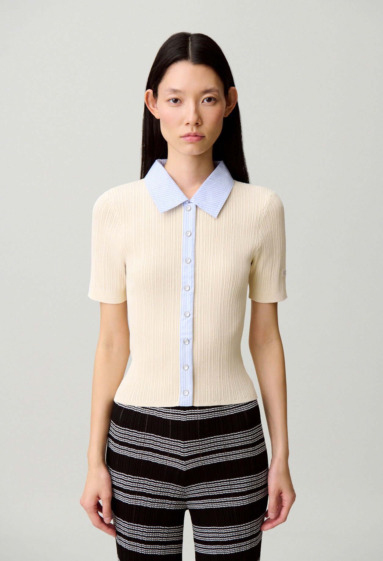 Gestreifter Cardigan, Materialmix