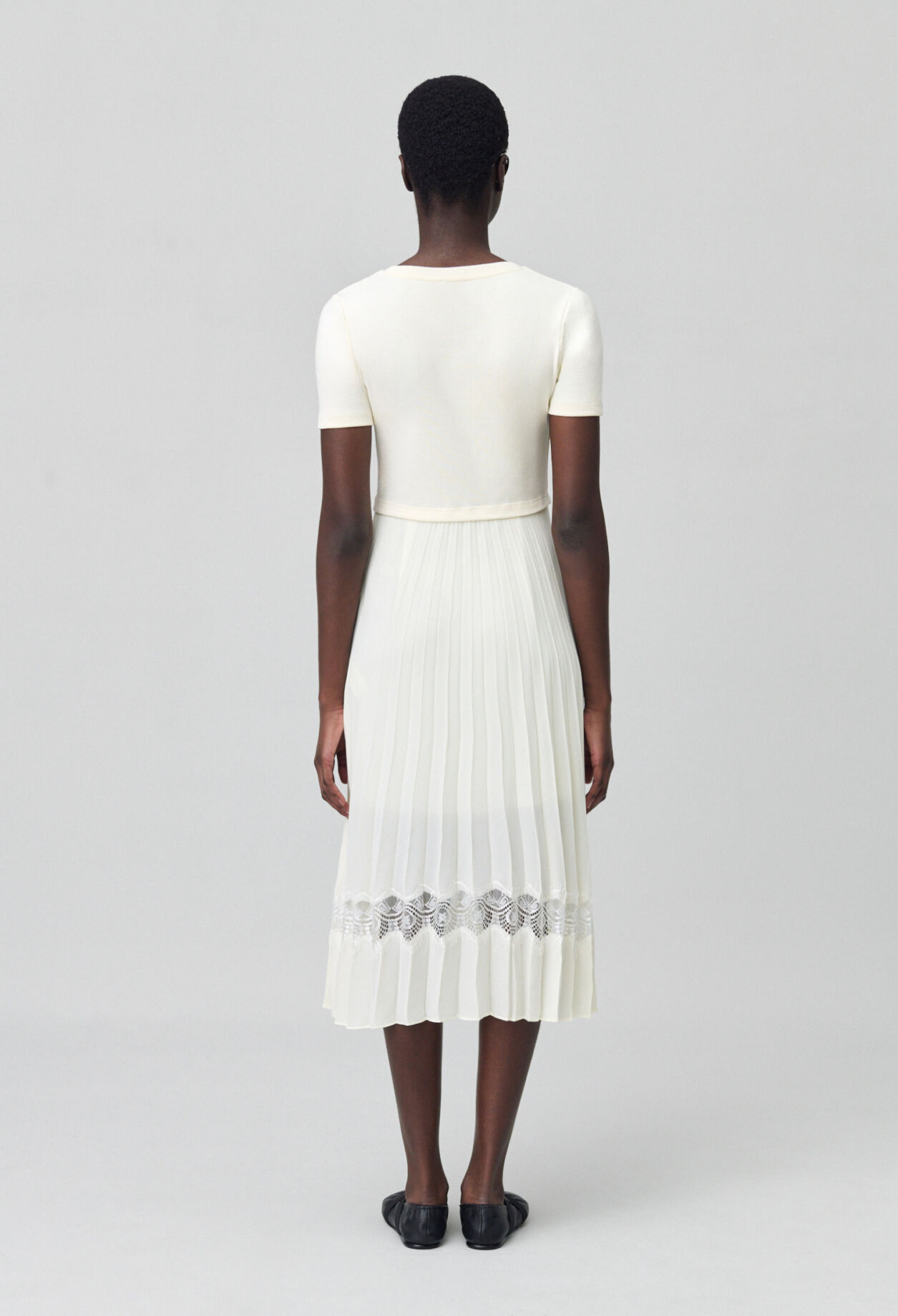 Twist Zweifarbige Midikleid  elfenbein
