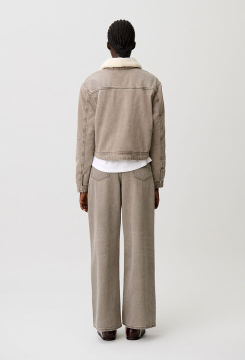 Denimjacke mit Kunstfell
