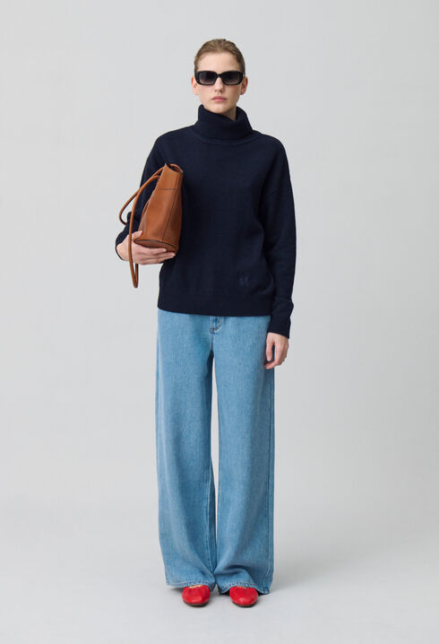 Marineblauer Kaschmirpullover