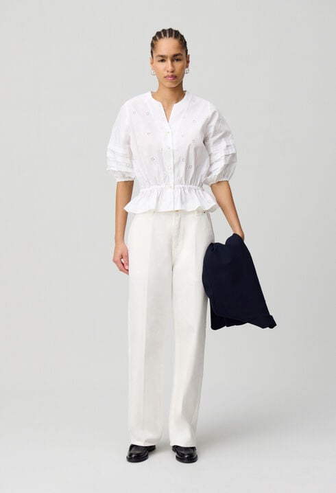 Elastische bestickte Bluse