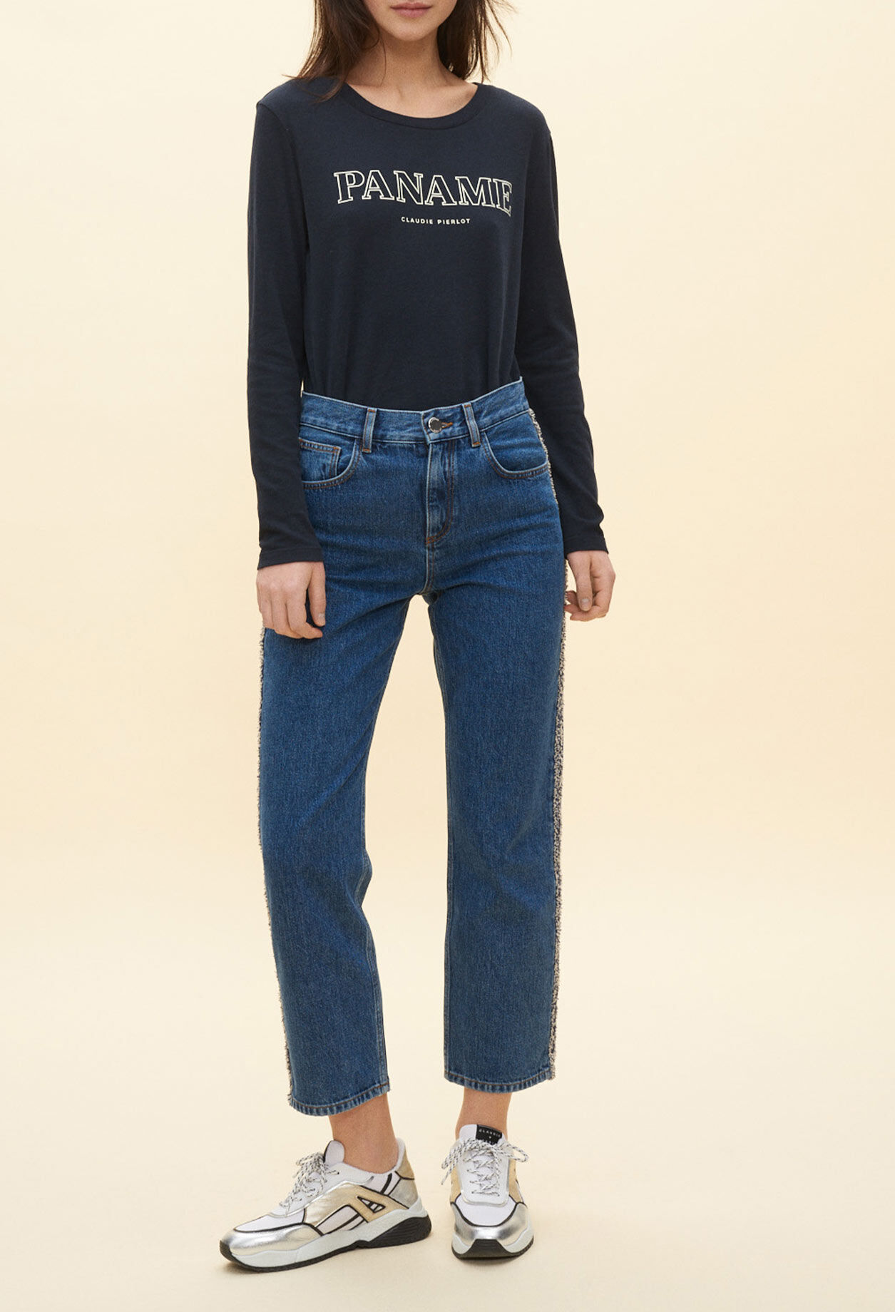 Jeans mit ausgefallenen Streifen