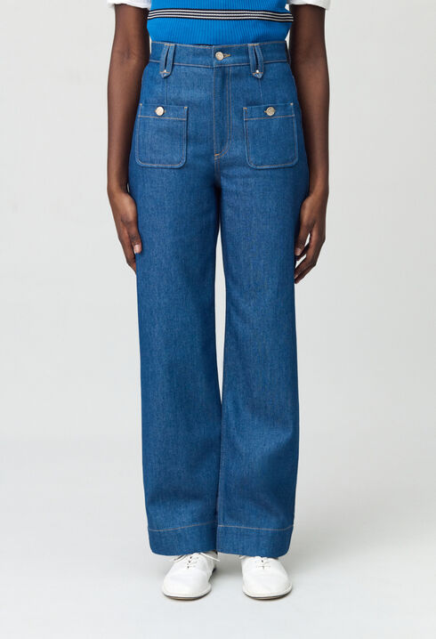 High-Waist-Jeans mit weitem Schnitt