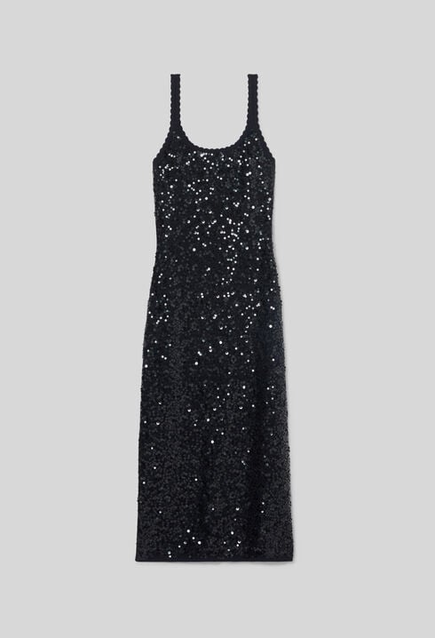 Langes Strickkleid mit Pailletten