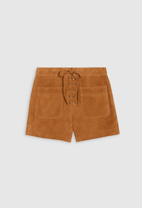 Veloursleder-Shorts, camel