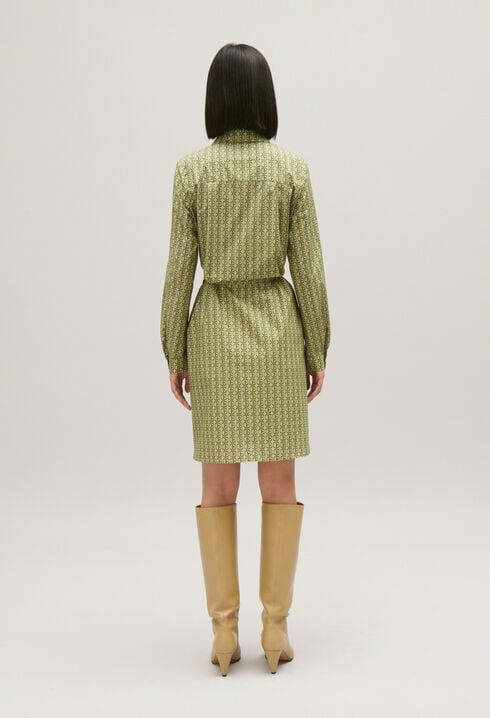 Kurzes Kleid Monogrammprint Gr&uuml;n
