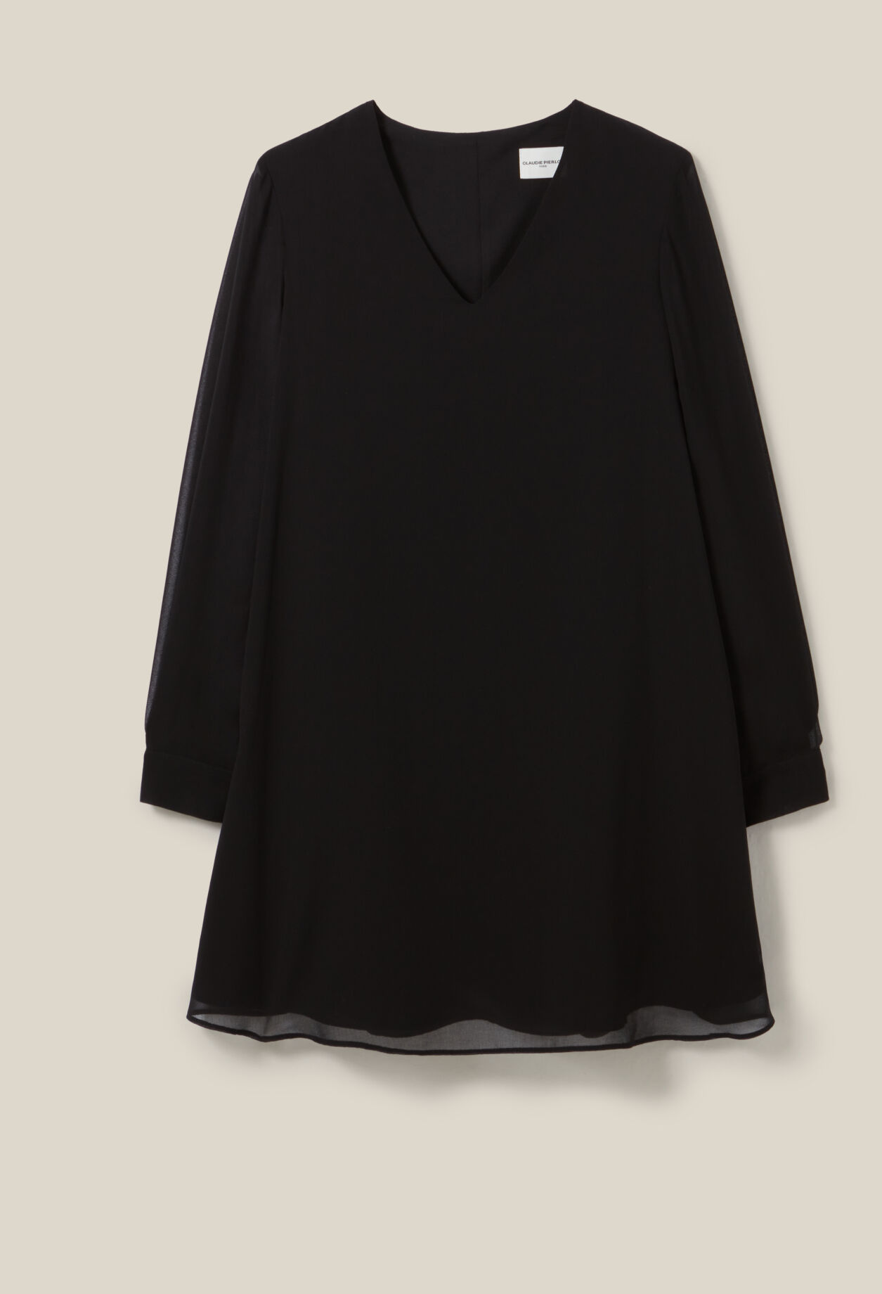 Schwarzes fließendes Babydoll-Kleid