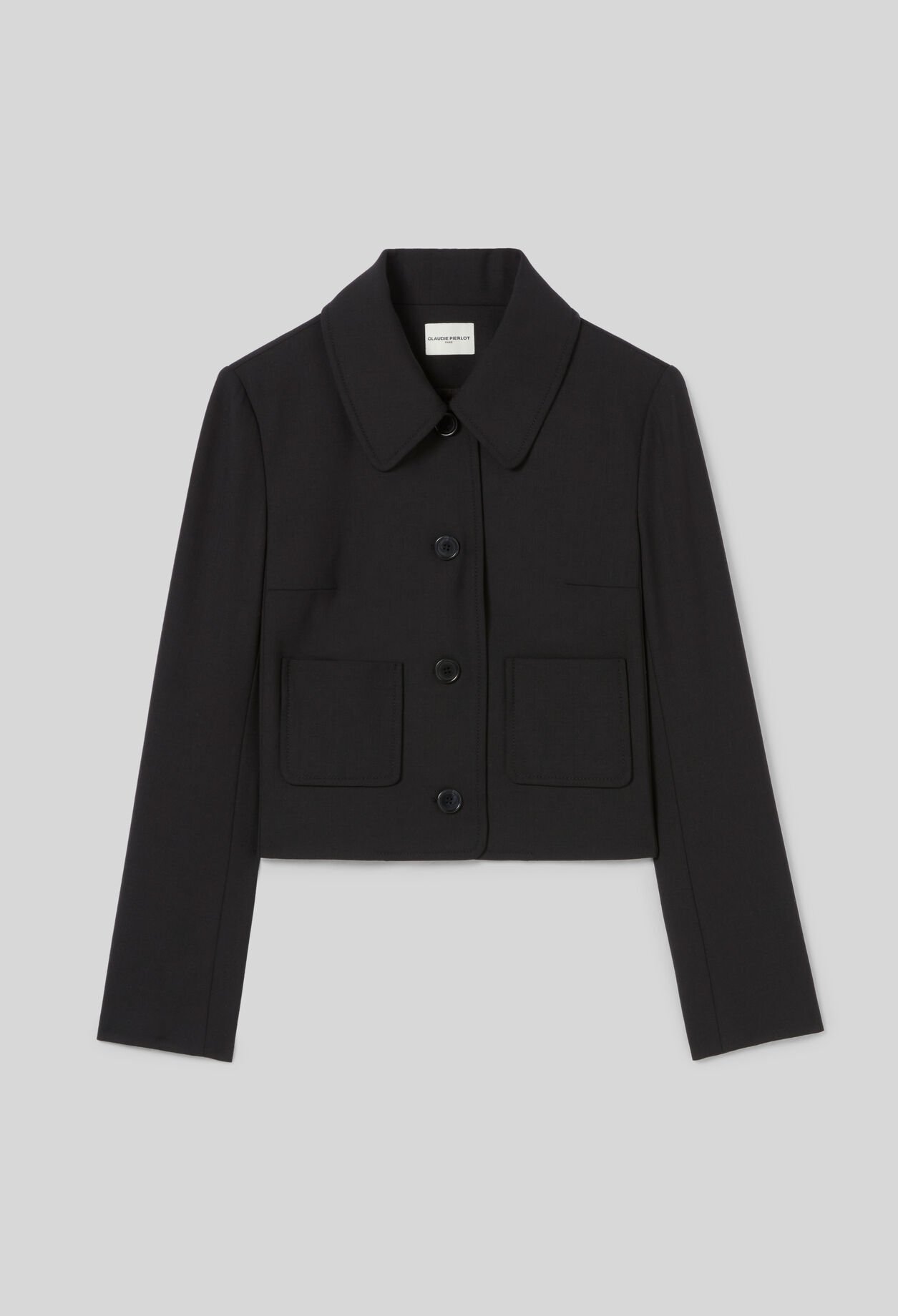 Schwarze Wollmischung Boxjacke