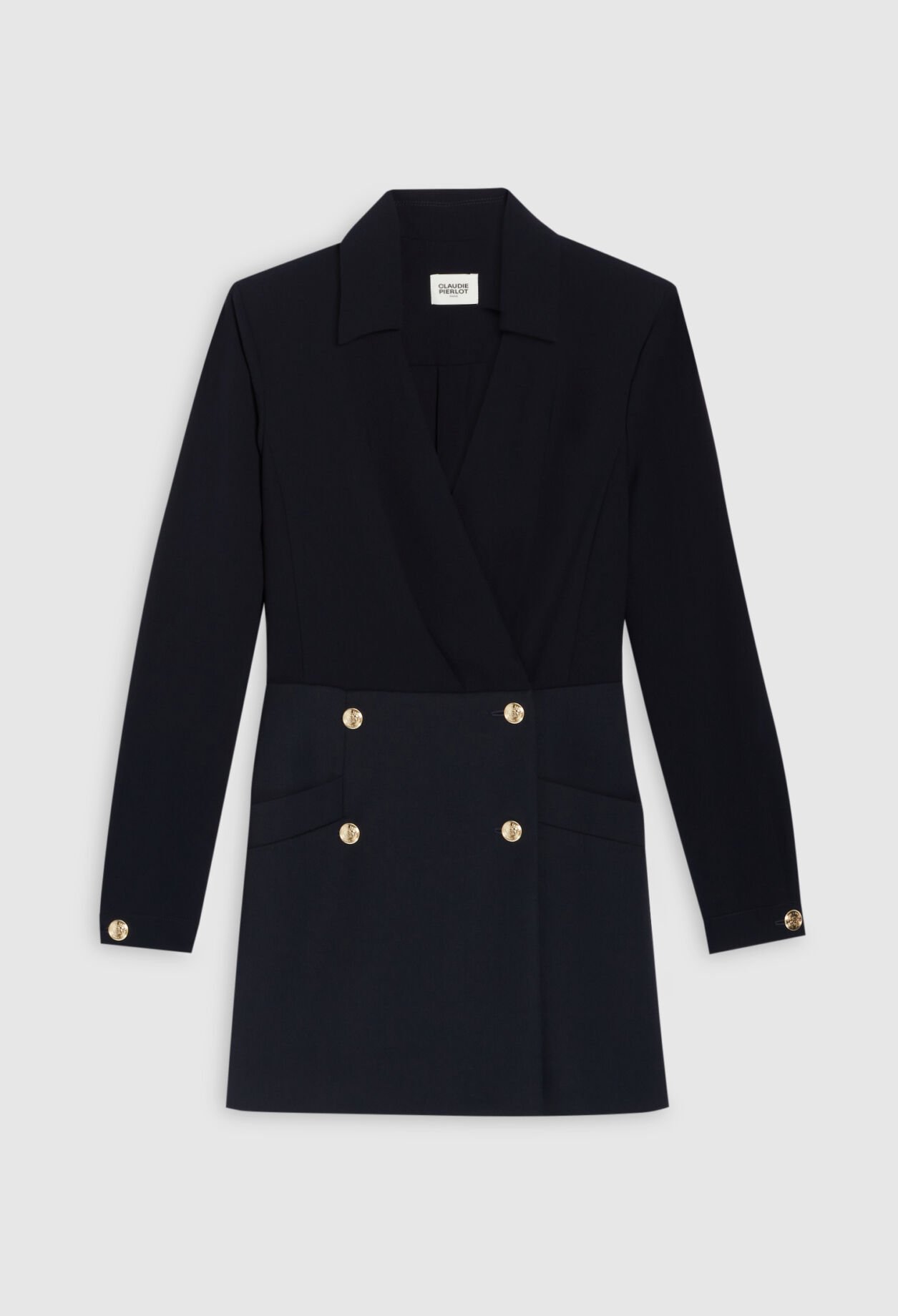 Kurzes Kleid aus Bimaterial, marineblau