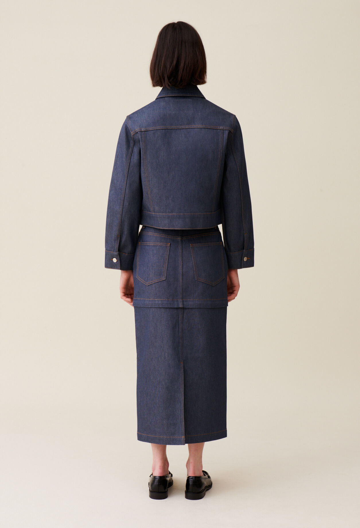 Weite dunkelblaue Jeansjacke