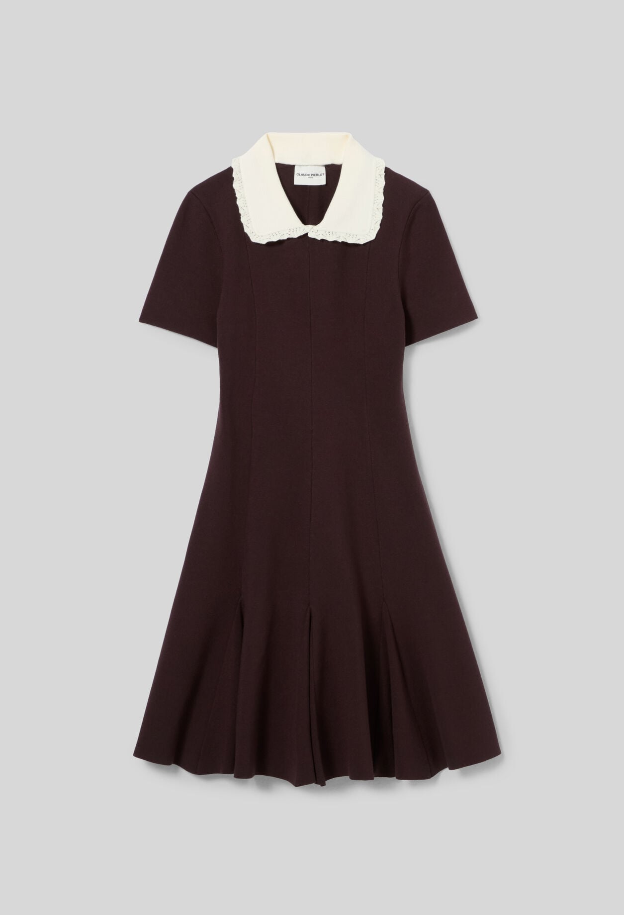 Strick-Skaterkleid, Kontrastkragen