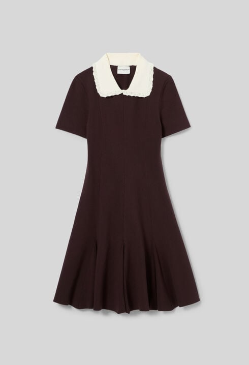 Strick-Skaterkleid, Kontrastkragen