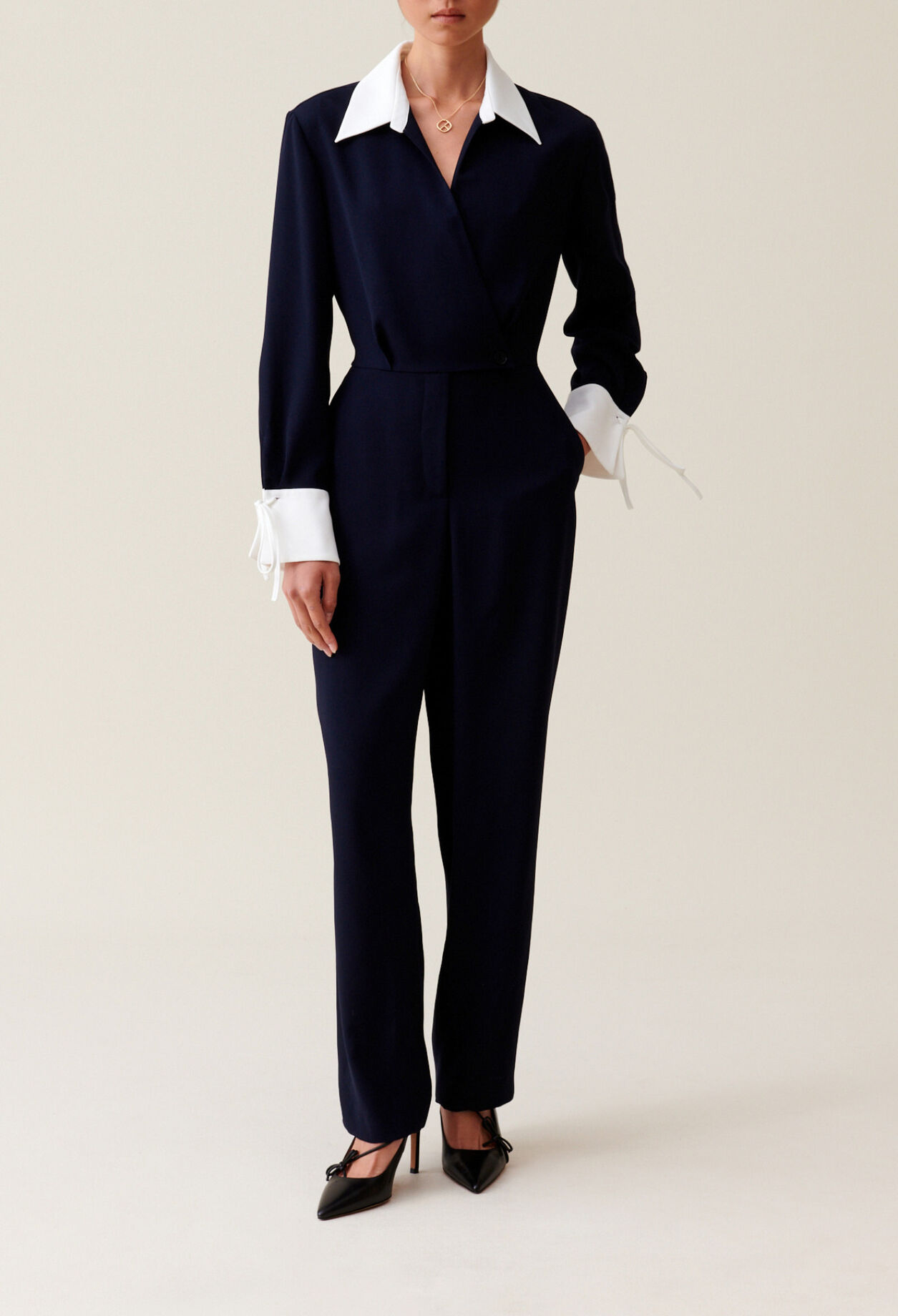 Jumpsuit zweierlei Stoffen Blau