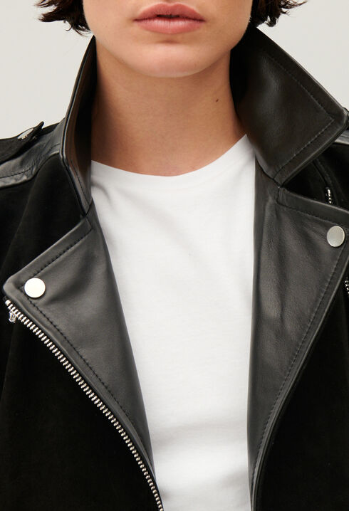 Schwarze Leder Jacke