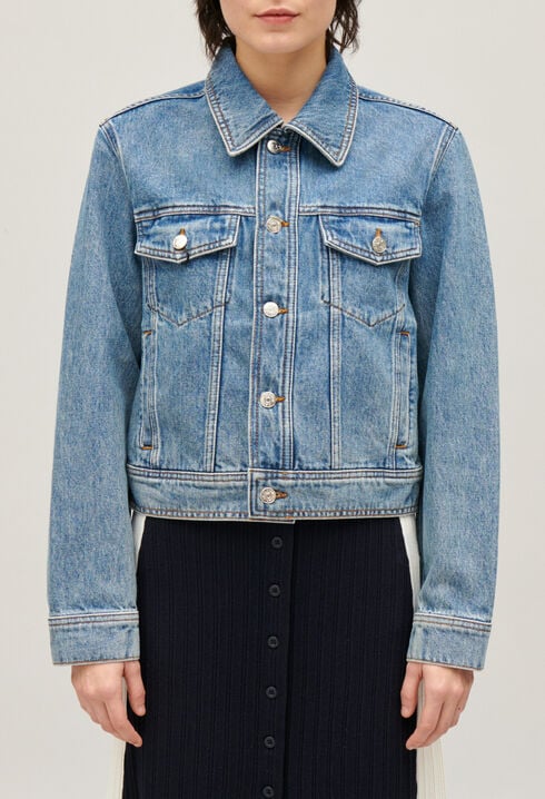 Gerade geschnittene Jeansjacke Blau
