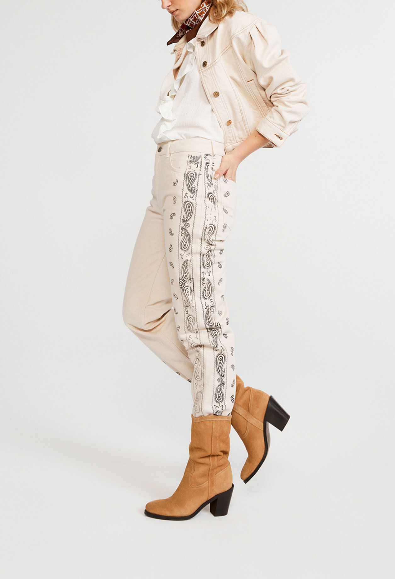 Wassersparende bedruckte Straight-Jeans
