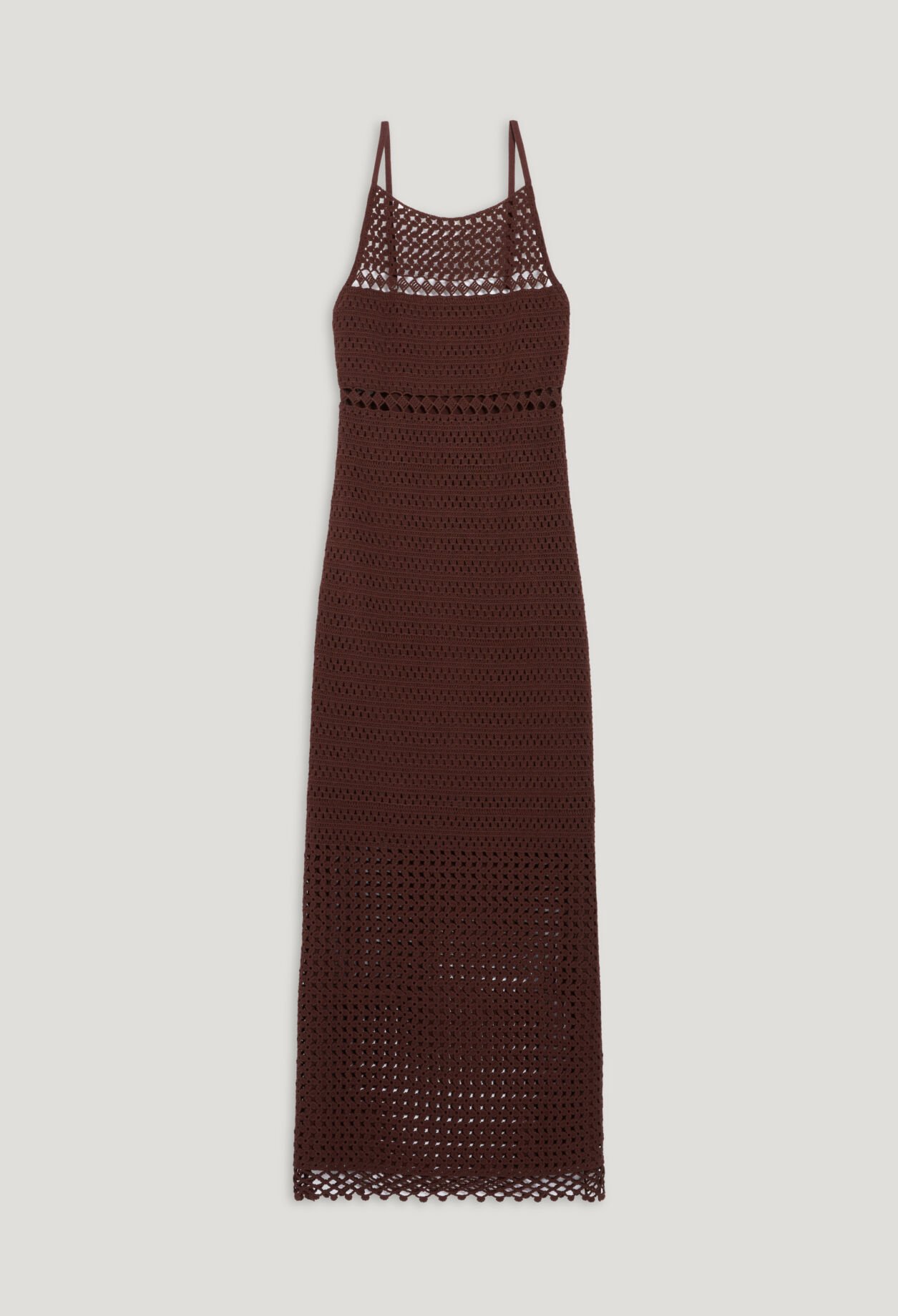 Langes Häkelkleid Braun