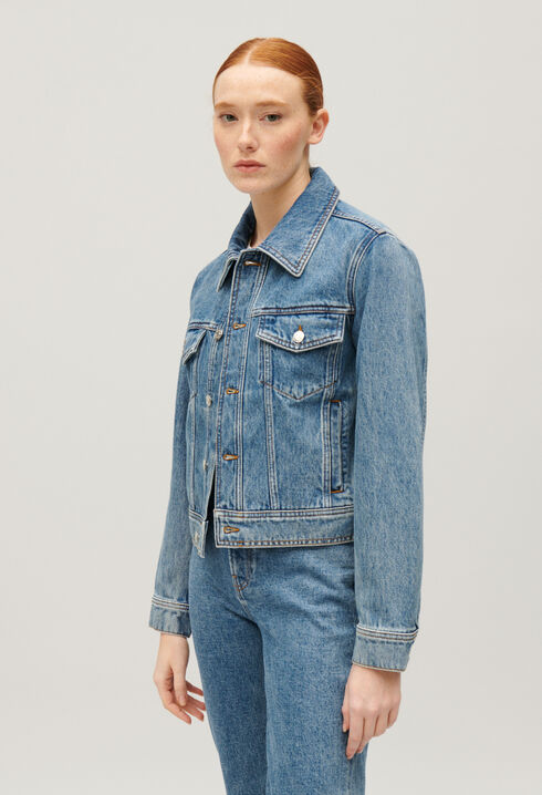 Gerade geschnittene Jeansjacke Blau