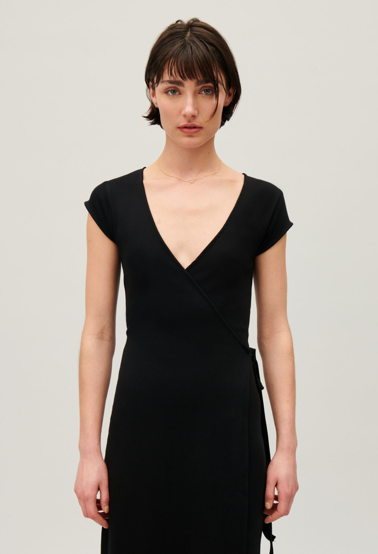 Kleid wickeloptik schwarz