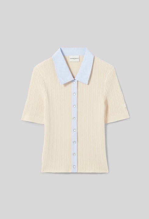 Gestreifter Cardigan, Materialmix