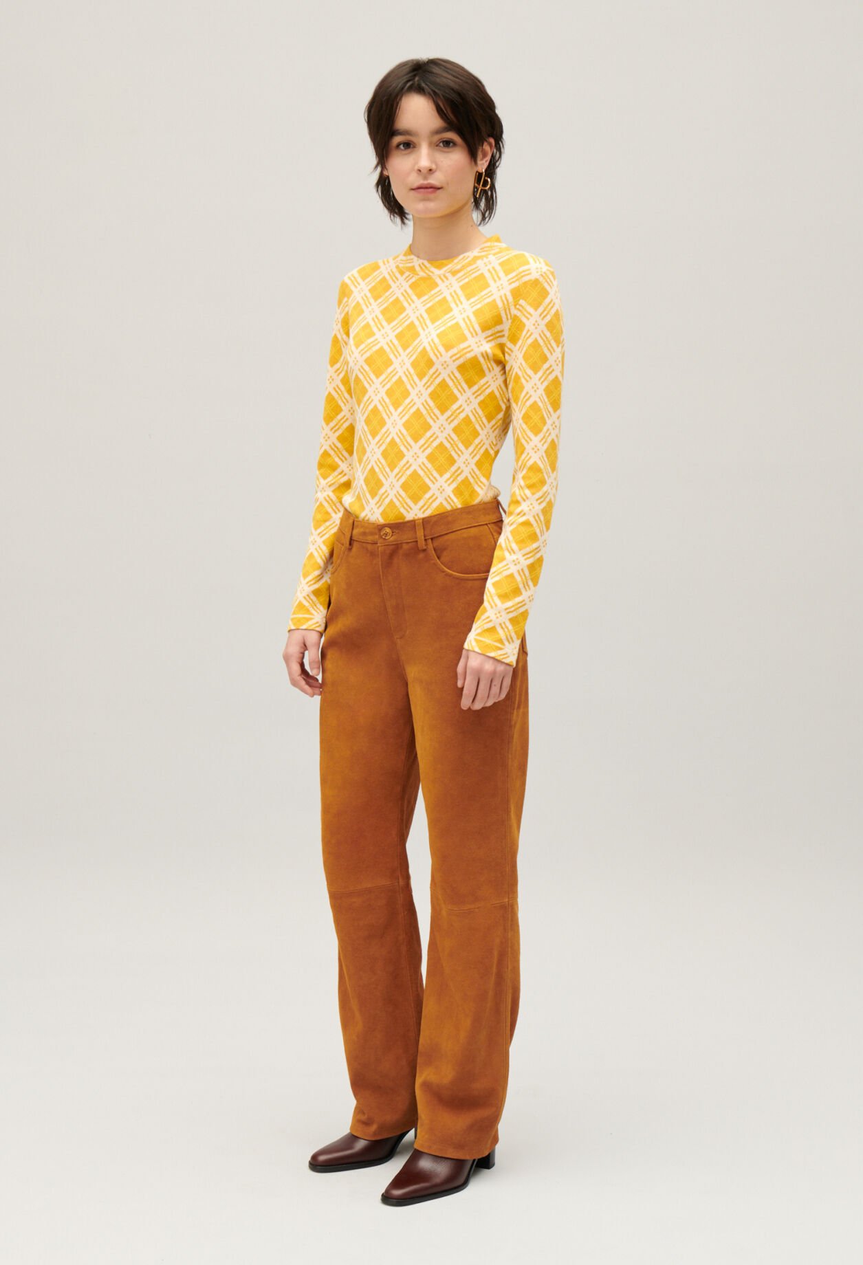 Hose Suèdeleder Dunkelbeige