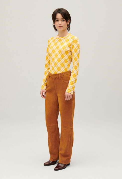 Hose Suèdeleder Dunkelbeige