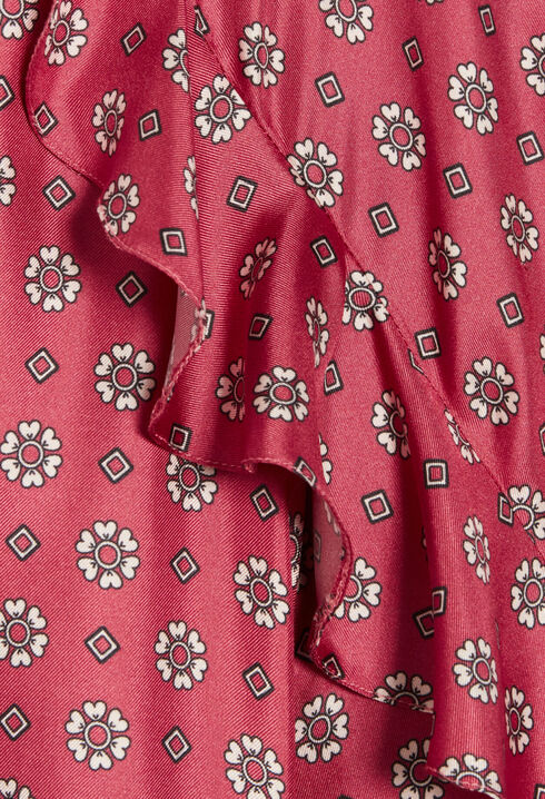 Kurzes Satin-Kleid mit Druckmotiv