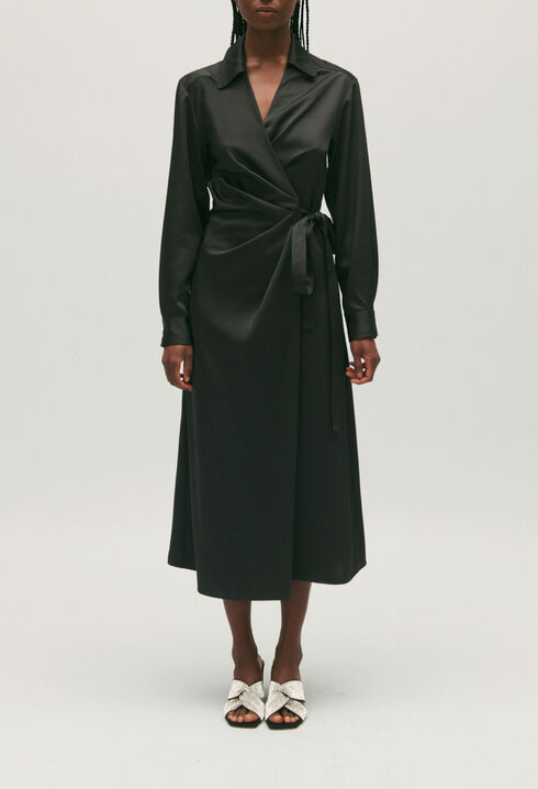 Midi-Wickelkleid schwarz 
