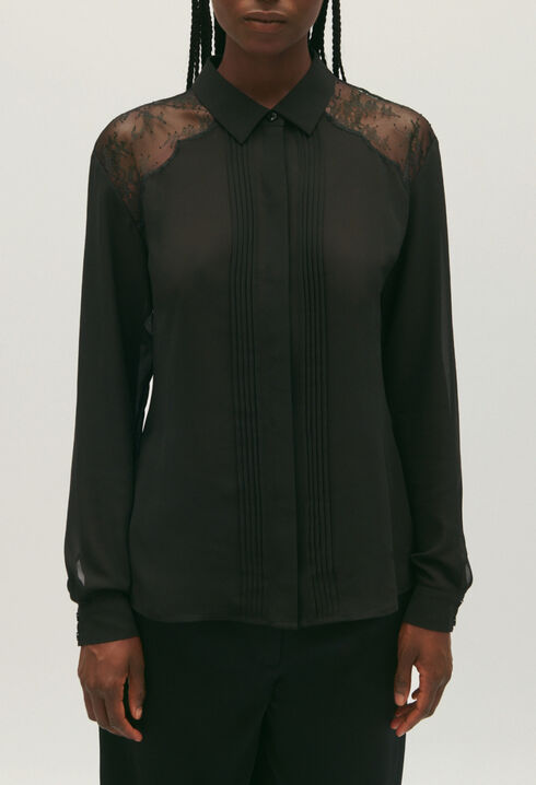 Schwarze Spitzenbluse