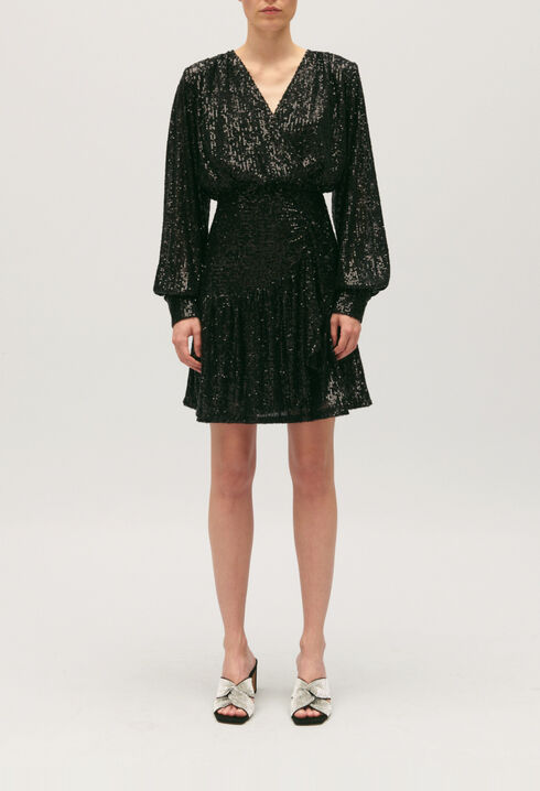 Kurzes Pailletten-Kleid schwarz