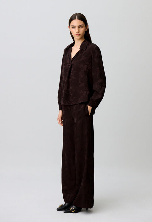 Gerade florale Jacquard-Bluse