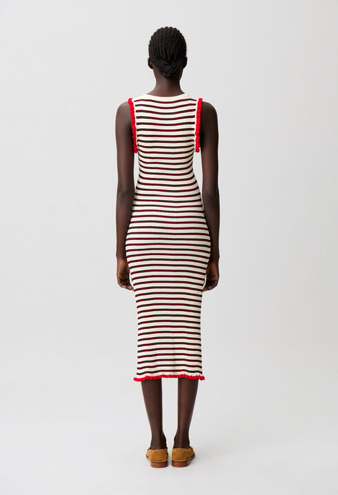 Gestreiftes Strickkleid mit Volants