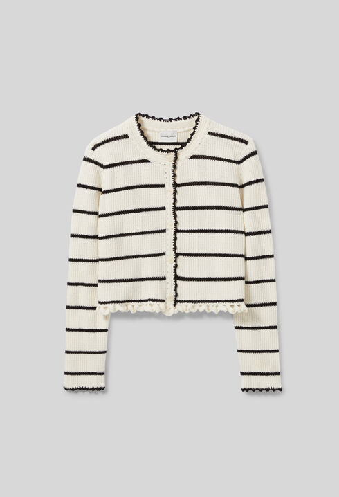 Feinstrick-Cardigan mit Streifen