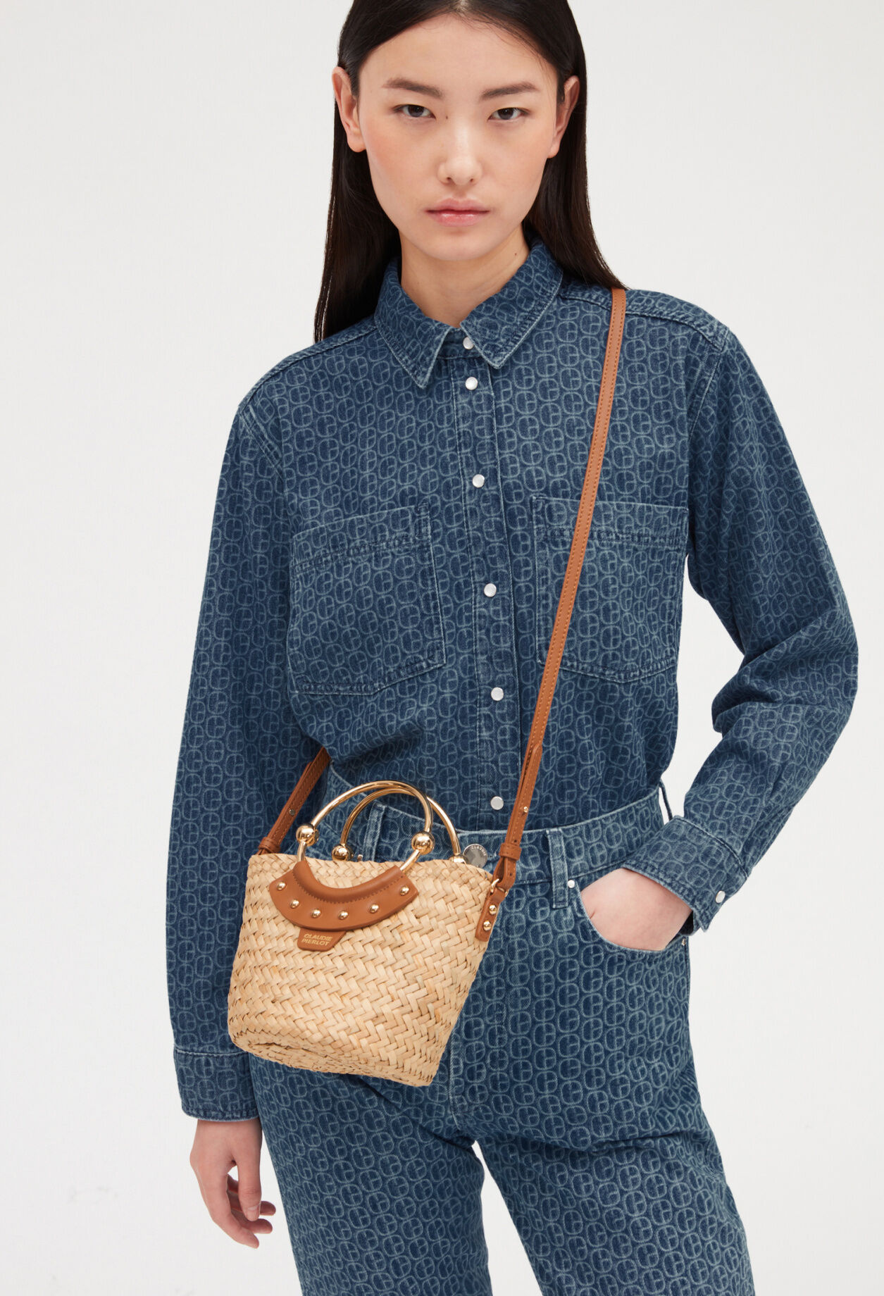 Mini-Handtasche Abeille aus Stroh