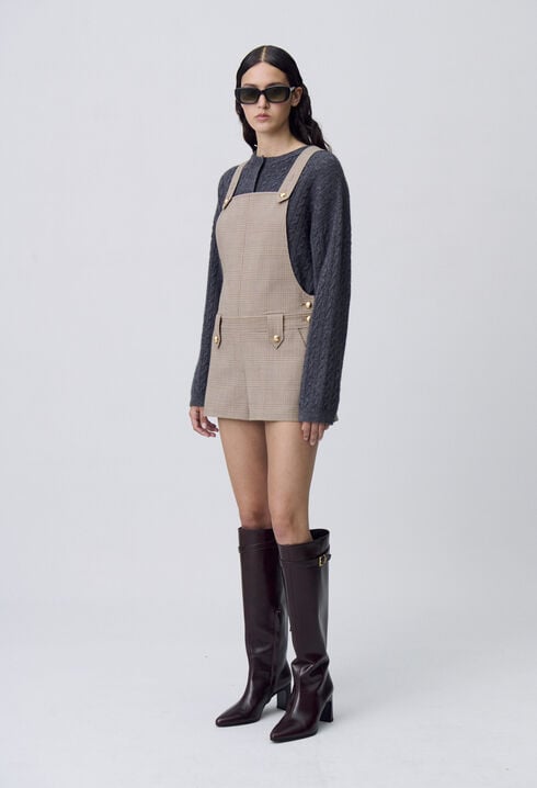 Karierter Latz-Overall-Shorts