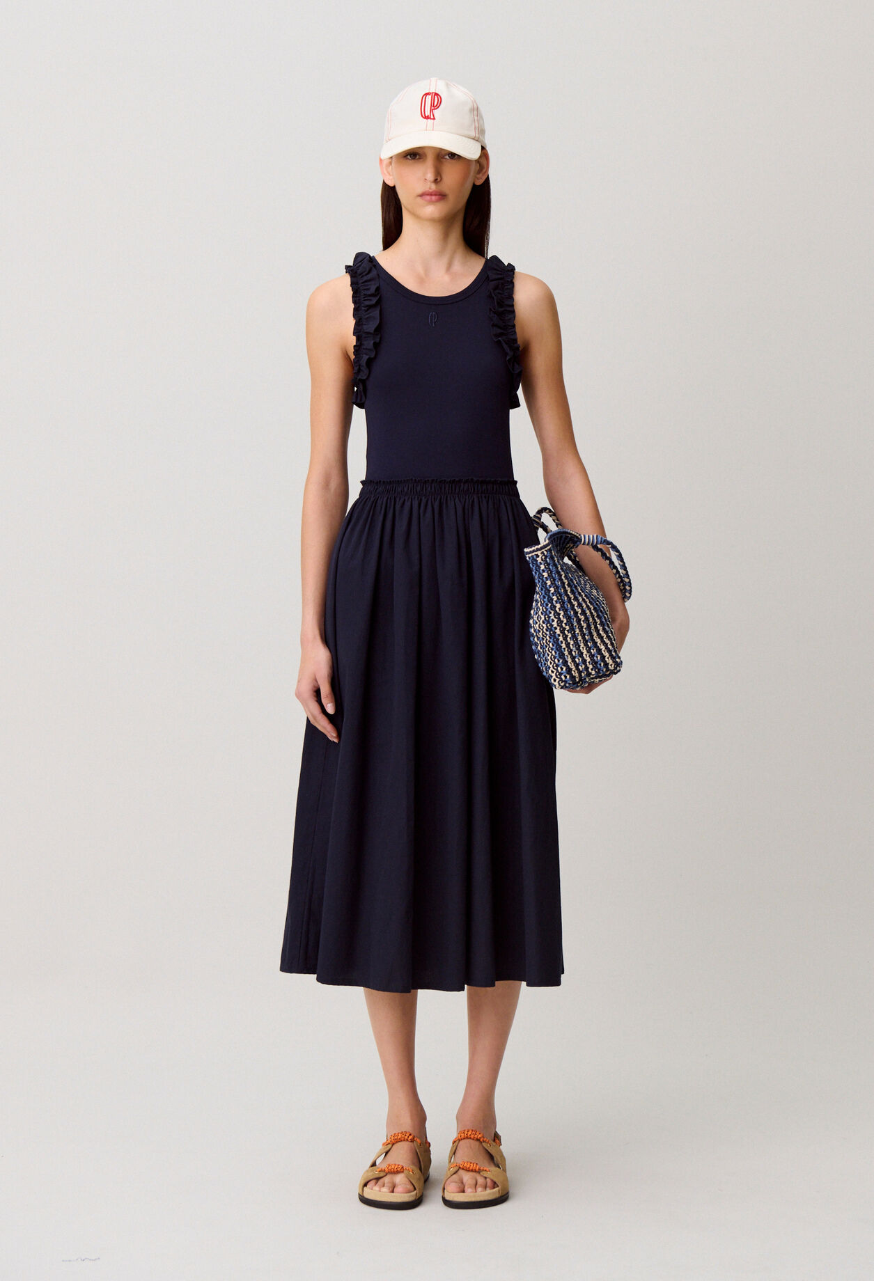Kleid im Baumwoll-Materialmix