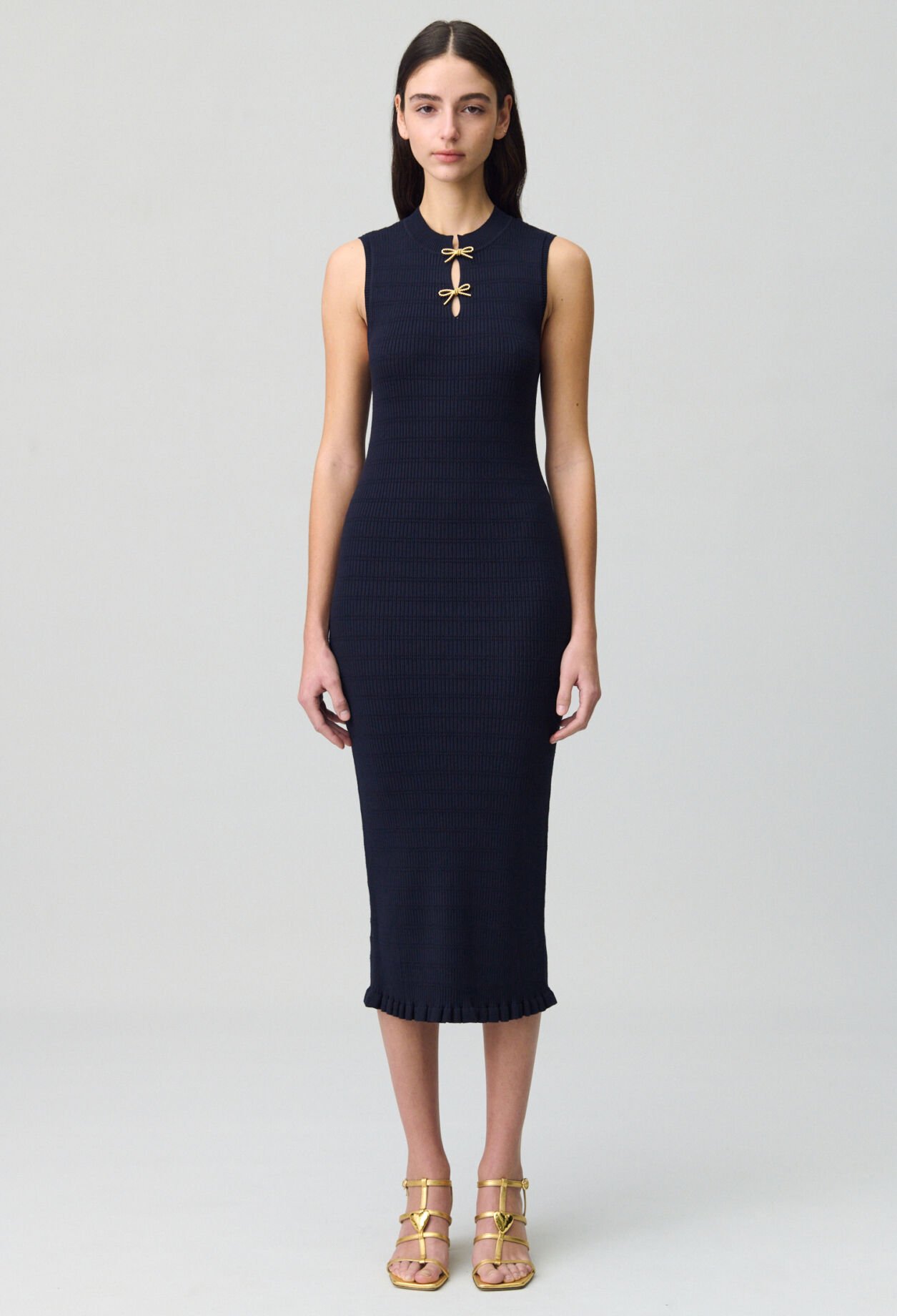 Langes Feinstrick-Kleid, Schleifen