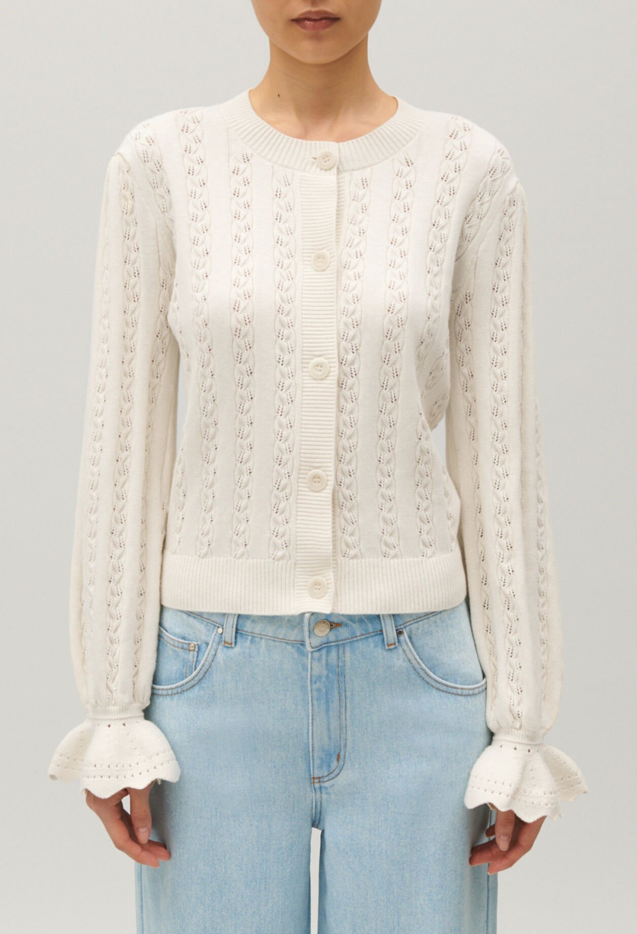 Strick-Cardigan Ecru