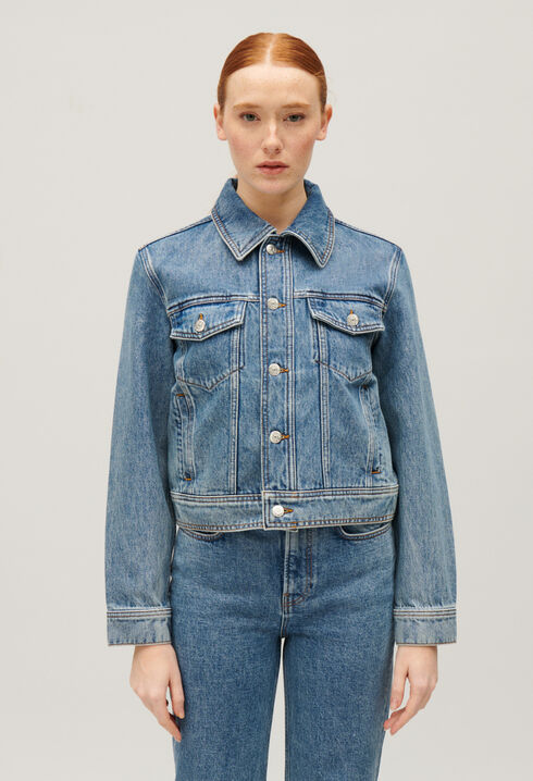Gerade geschnittene Jeansjacke Blau