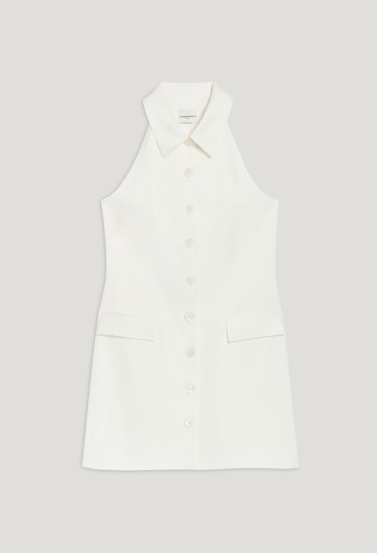 Kurzes, satiniertes Kleid Ecru