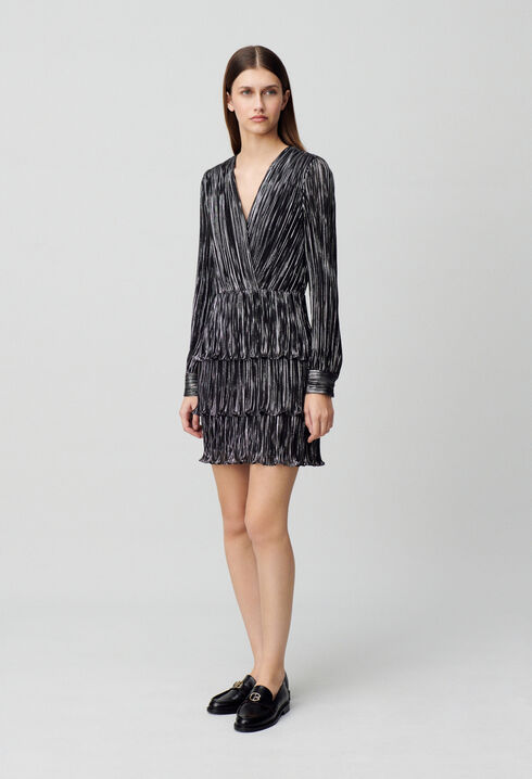 Kurzes Silber Kleid mit Volants
