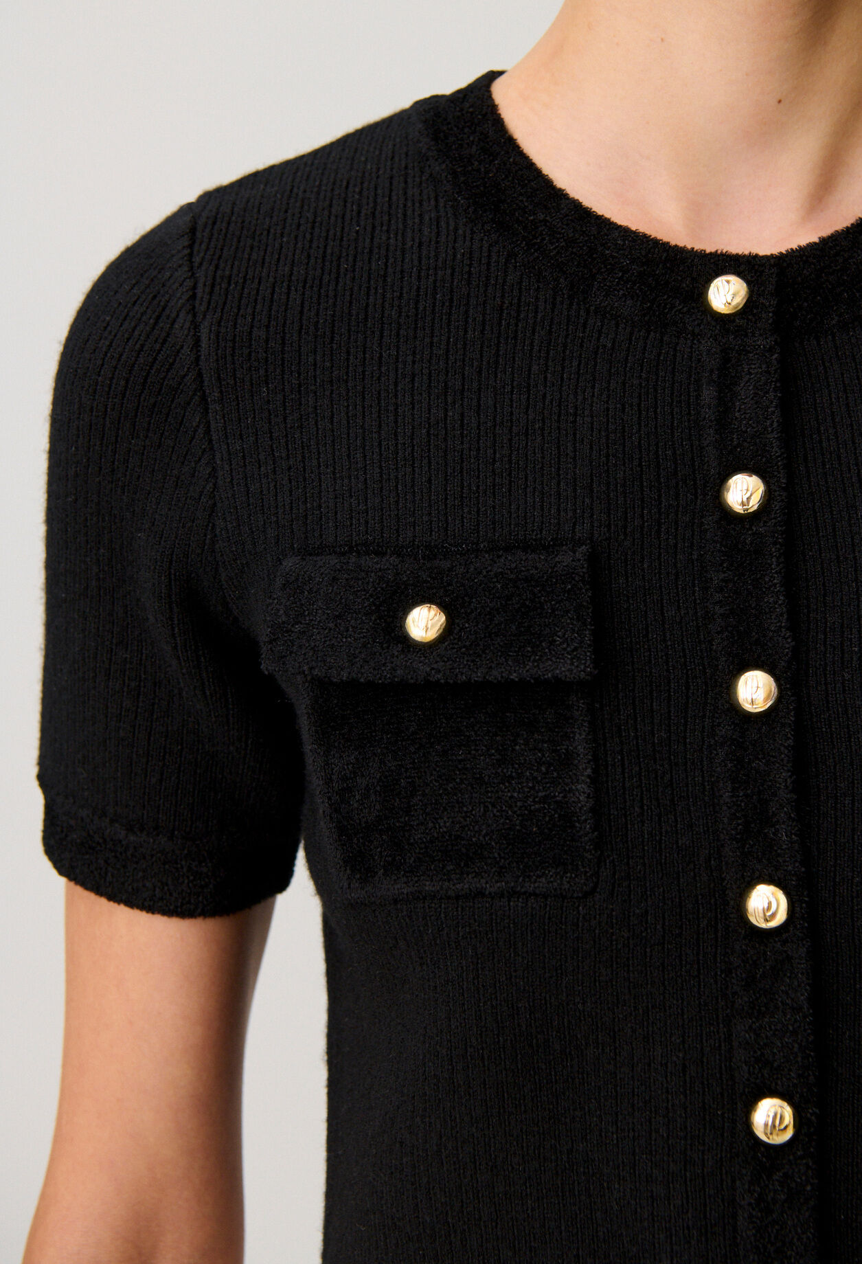 Strickjacke aus Samtstrick