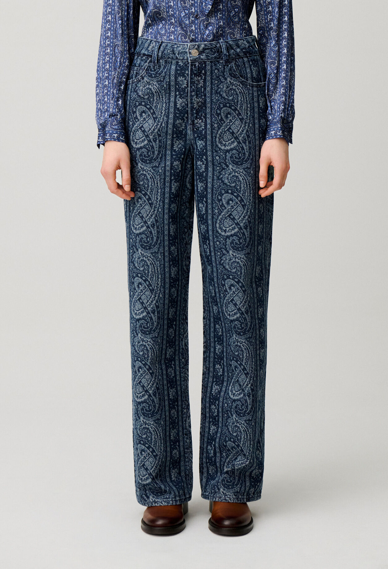Gerade Denim-Jeans mit Print