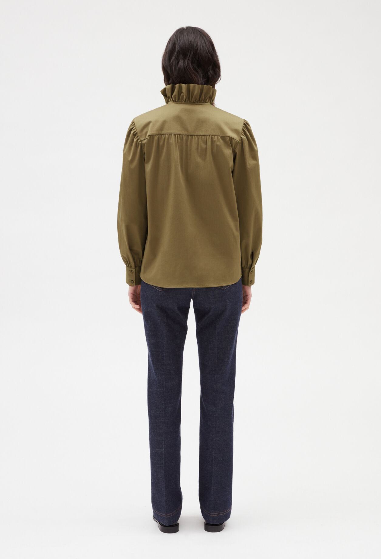 Bluse mit Volants, khakifarben