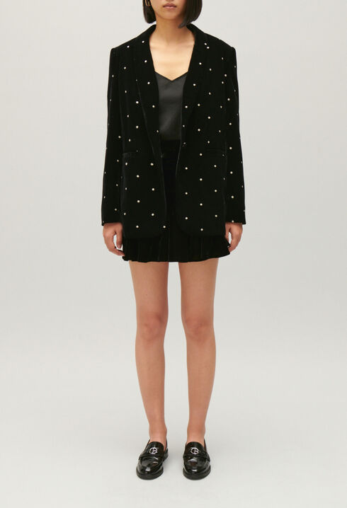 Zweifarbiger Blazer aus Samt