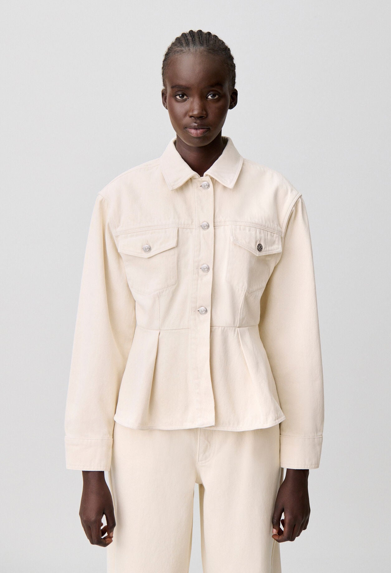 Jeans-Blouson Ecru Langarm