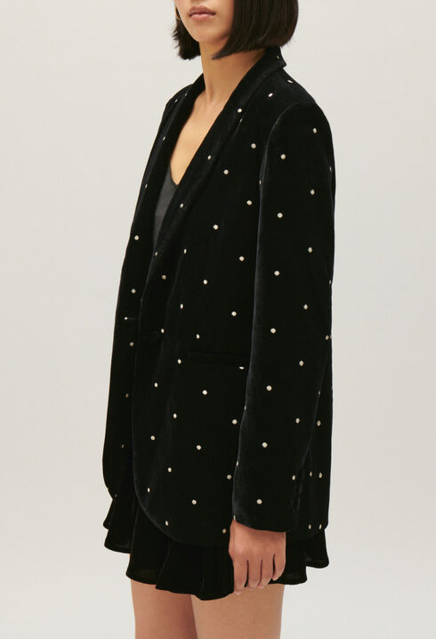 Zweifarbiger Blazer aus Samt